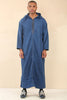 Men's Blue Hooded Moroccan Thobe Djellaba Jubba Robe Eid