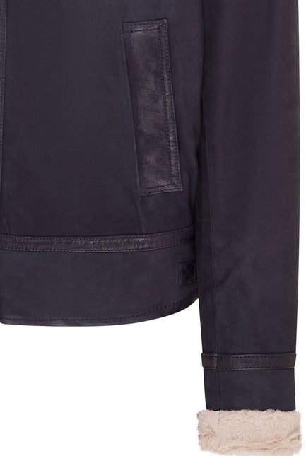 Mens Real Sheep Suede Bomber Jacket Aviator Jacket with Fur Lining