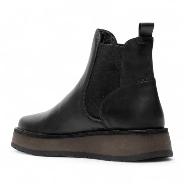 Fly London Womens Black Rawi131 Chelsea Leather Ankle Pull-On Classic Comfort Boots