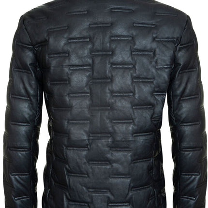 Men's Puffer Quilted Bomber Leather Jacket - Recife