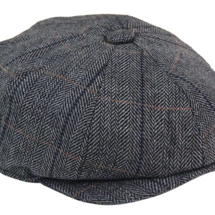 Mens Peaky Blinders Herringbone Newsboy Gatsby Flat Baker Hat