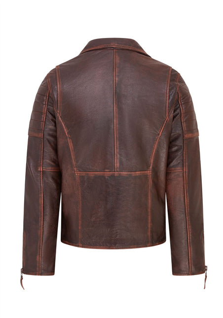 Mens Slim Fit Brando Style Double Cross Zip 100% Leather Biker Jacket