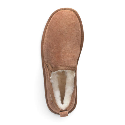 Men's Chestnut Tan Genuine Sheepskin Suede Slipper Winter Moccasins - Cedar