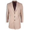 Men's Notched Lapel Collar Wool Blend Beige Overcoat