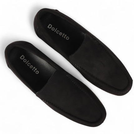 Men's Black Suede Loafers Lightweight Slip-On Casual Shoes