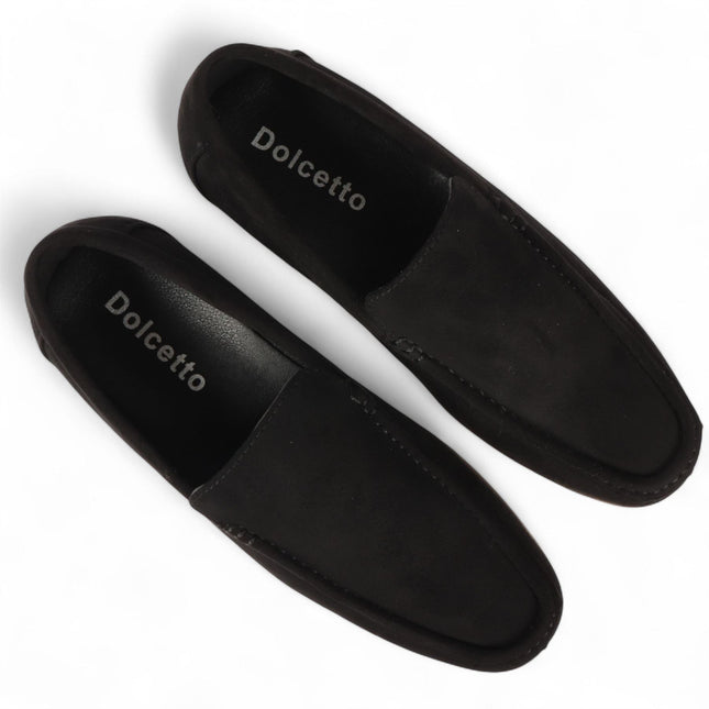 Men's Black Suede Loafers Lightweight Slip-On Casual Shoes