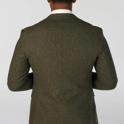 Men's Olive Green Wool Blend Tweed Formal Blazer