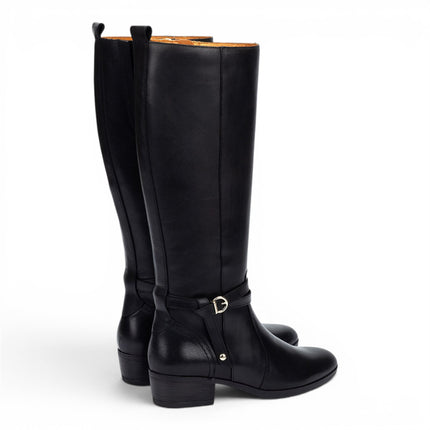 Pikolinos Women's Knee High Tall Black Leather Boots - Daroca