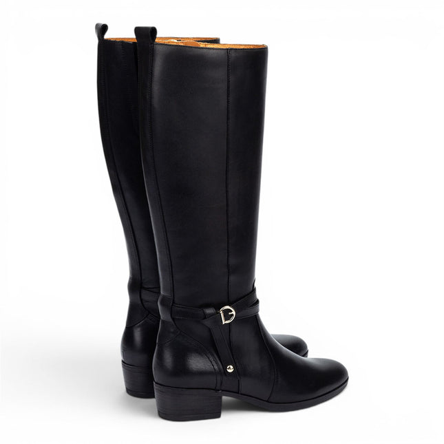 Pikolinos Women's Knee High Tall Black Leather Boots - Daroca
