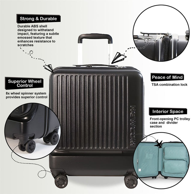 Durable EasyJet Ryanair 39 x 26 x 51.5 cm Front Open Cabin Luggage Travel Suitcase
