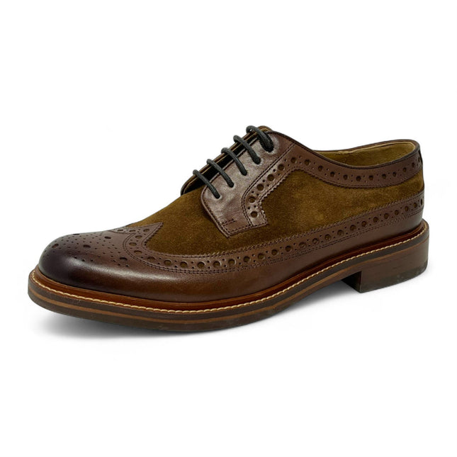 Chapman & Moore Men's Mahogany Leather Brown Suede Brogues Oxford Formal Shoes
