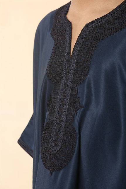 Kid's Boys Blue Moroccan Thobe Djellaba Jubba Robe Eid