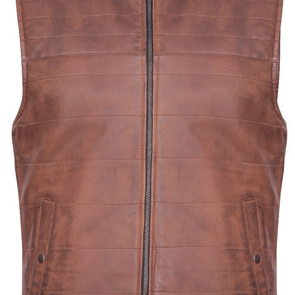 Mens Reversible Black and Brown Leather Gilet-Preston
