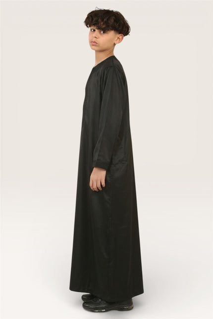 Kids Boys Black Moroccan Thobe Robe Djellaba Gandoura Eid Jubba- K-GG008