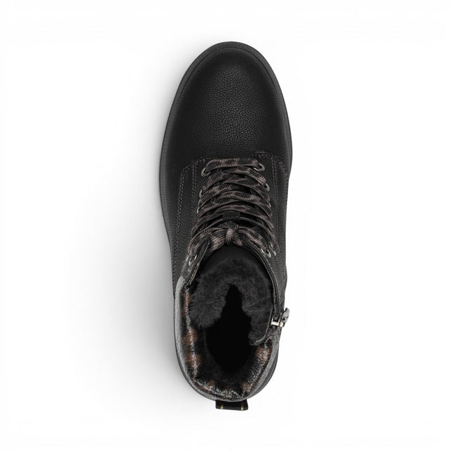 Tamaris Women’s Black Warm Lace-Up Winter Outdoor Ankle Boots - 26266-43