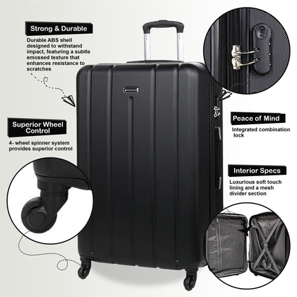 Robust Hard shell Cabin Suitcase 4 Wheel Lightweight Luggage