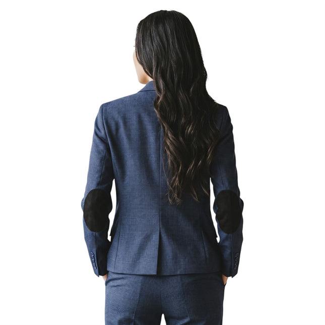 Women's Navy Three Piece Check Tailored Suit - TPW-52