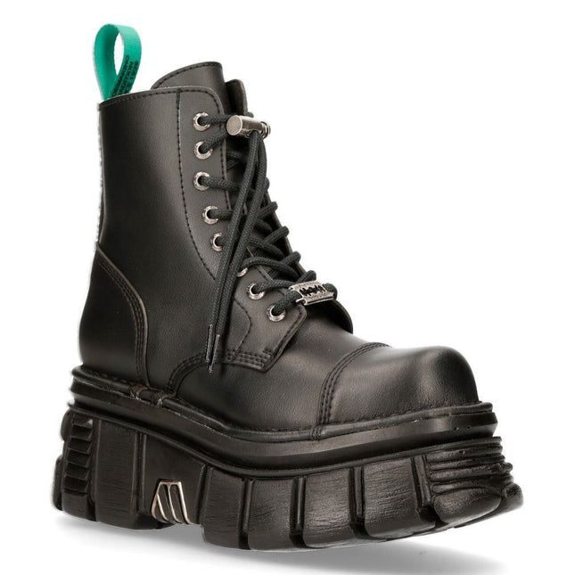 New Rock Vegan Leather Combat Platform Boots- M-NEWMILI083-VS2