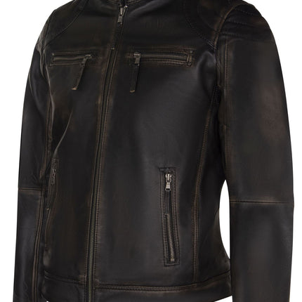 Mens Moto Leather Biker Jacket-Taiwan