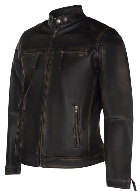 Mens Moto Leather Biker Jacket-Taiwan