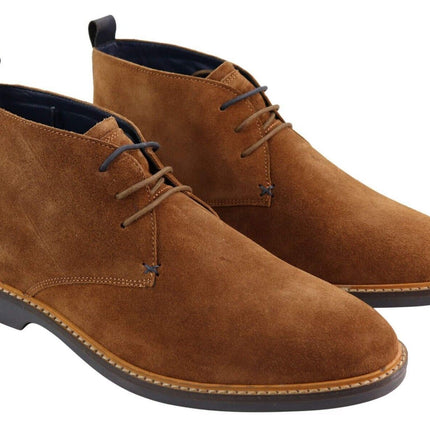 Mens Tan Suede Lace Up Chukka Boots