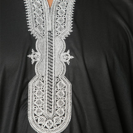 Men's Black Moroccan Thobe Jubba Robe Eid Djellaba Gandoura