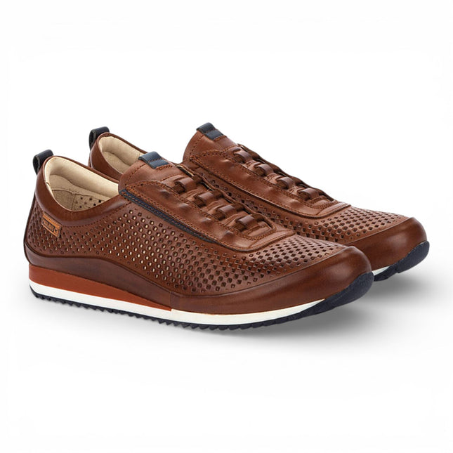 Pikolinos Men's Brown Leather Elastic Slip-on Sneaker Trainers Shoes - Liverpool