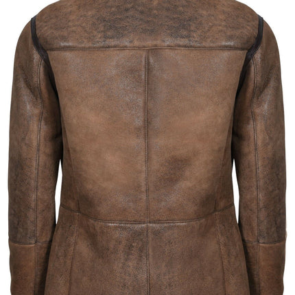 Mens Double Breasted Shearling Sheepskin Pea Coat-Valencia
