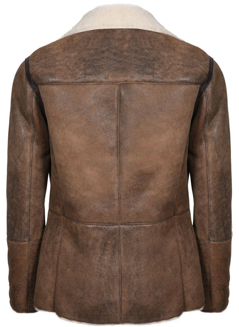 Mens Double Breasted Shearling Sheepskin Pea Coat-Valencia