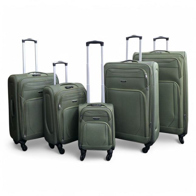Soft Shell Lightweight Nylon Suitcase Set 4 Wheel Travel Case Holiday Bags
