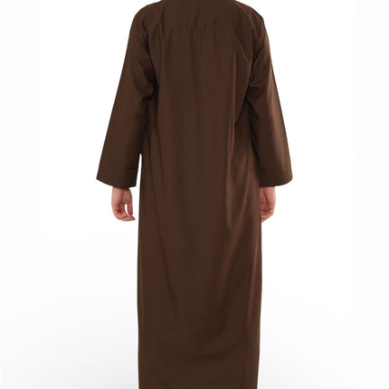 Men's Eid Brown Moroccan Jubba Robe Djellaba Ramadan Eid Thobe - HM11