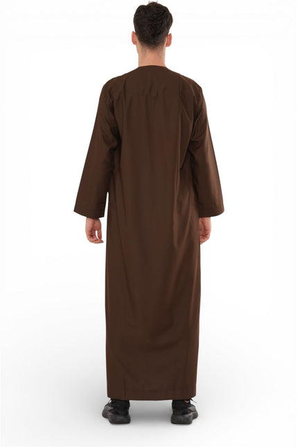 Men's Eid Brown Moroccan Jubba Robe Djellaba Ramadan Eid Thobe - HM11