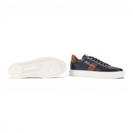 Martinelli Men's Blue Leather Sneakers Trainer Shoes - Hastings