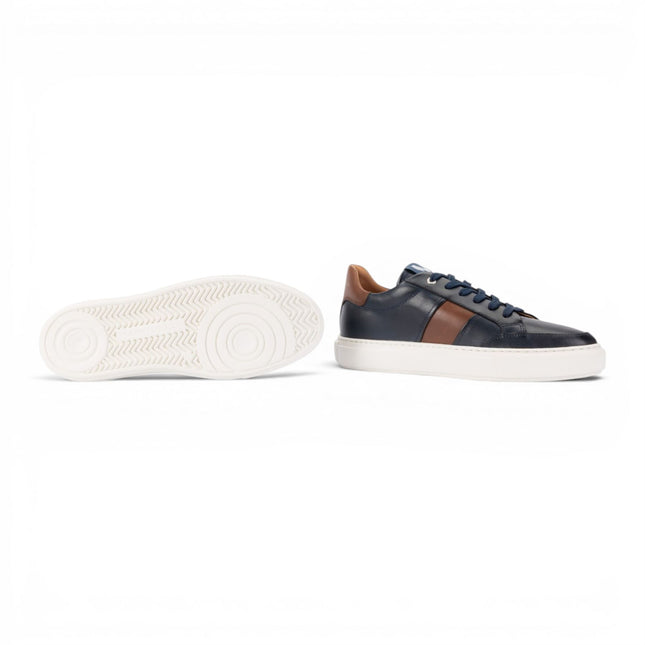Martinelli Men's Blue Leather Sneakers Trainer Shoes - Hastings