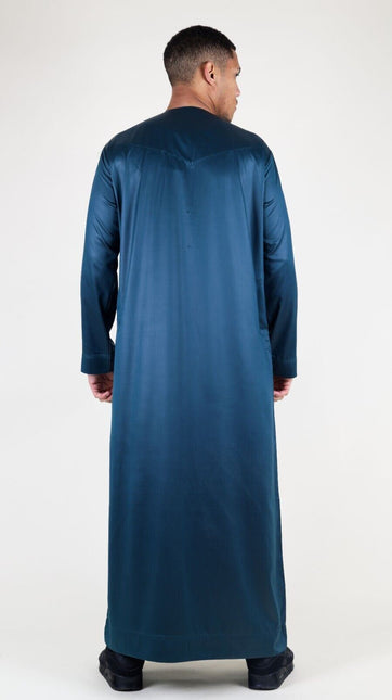 Men's Olive Green Thobe Robe Satin Emirati Islamic Jubba Eid Regular Fit