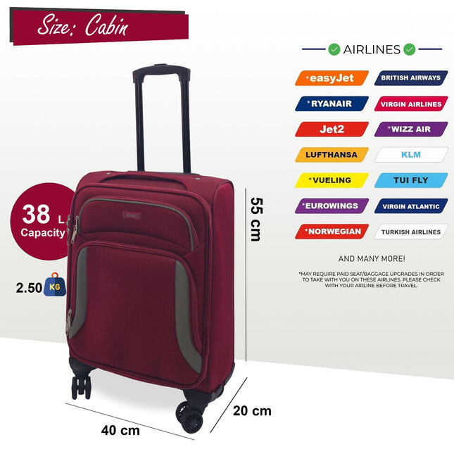 Soft Shell Suitcase Luggage Set Travel Light Carry On Cabin Bag
