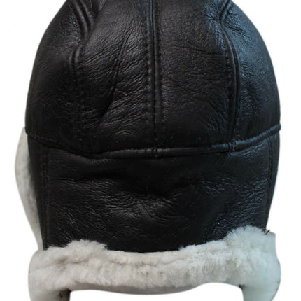 Men's B3 Brown Cream RAF Aviator Shearling Sheepskin WW2 Flying Hat