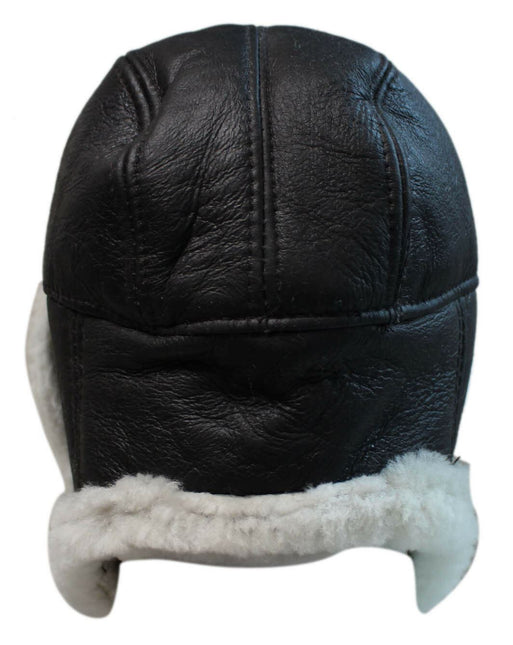 Men's B3 Brown Cream RAF Aviator Shearling Sheepskin WW2 Flying Hat