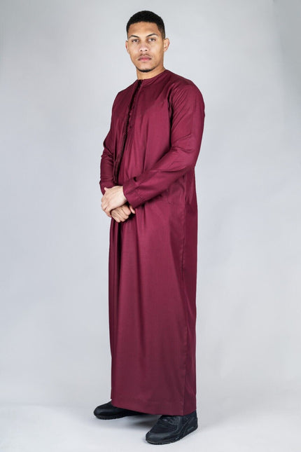 Men's Red Thobe Emirati Islamic Jubba Robe Eid Tassel Regular Fit
