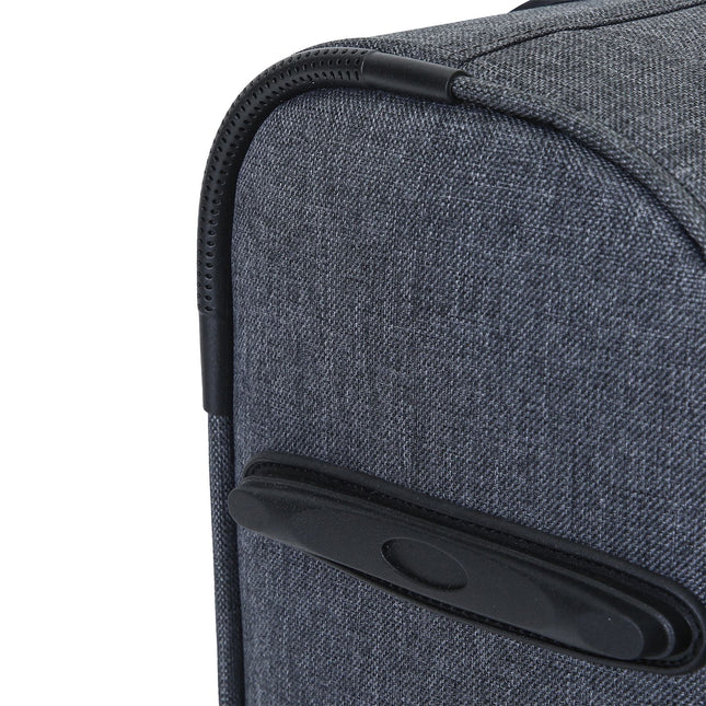 Soft Shell Black Linen Suitcase Set 8 Wheel Lightweight Travel Luggage