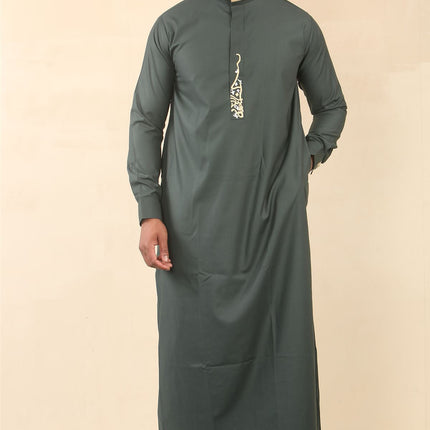 Men's Green Thobe Arab Saudi Emirati Islamic Clothing Jubba Robe