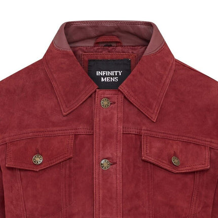 Mens Trucker Goat Suede Western Leather Jeans Jacket - Yangon