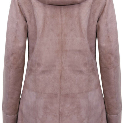 Womens Suede Merino Sheepskin Parka Coat-Tripoli