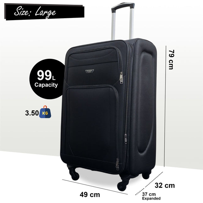 Soft Shell Lightweight Nylon Suitcase Set 4 Wheel Travel Case Holiday Bags