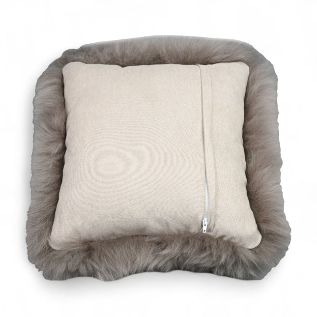 Genuine Sheepskin Taupe  40x40cm Real Wool Single Sided Cushion