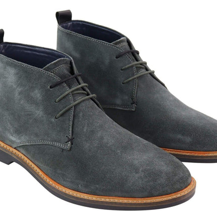 Mens Grey Suede Lace Up Chukka Boots