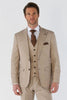Men's 3 Piece Beige Summer Wedding Tailored Fit Suit