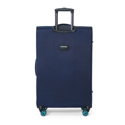 Soft Shell Blue 1680D Polyester Suitcase Set 8 Wheel TSA Lock Luggage