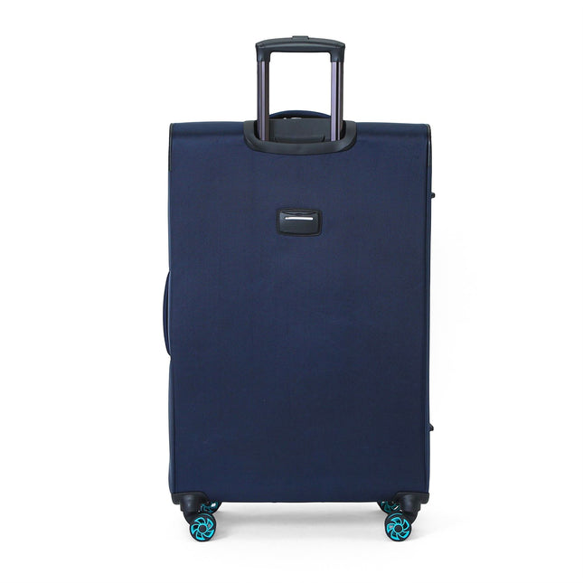 Soft Shell Blue 1680D Polyester Suitcase Set 8 Wheel TSA Lock Luggage