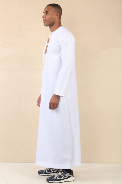 Men's Omani Eid White Thobe  Saudi Emirati Jubba Robe